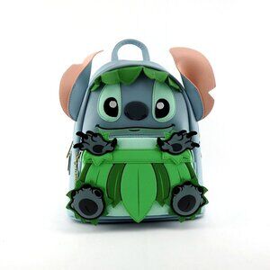 New Stitch Hula Disney Loungefly  Backpack Blue Green Skirt